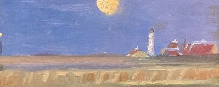 Anna Ancher, Malerin, Mondklarrer Abend am Leuchtfeuer von Skagen